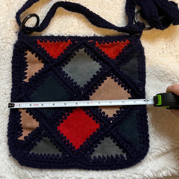 Leather patchwork y2k satchel purse with adjustable strap - Picture 4 of 7